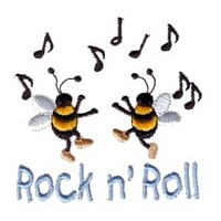 Rock & Roll Bumble bees with musical notes machine embroidery design fun humor art pes hus jef dst formats from Needle Passion Embroidery