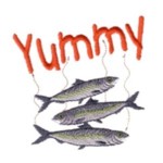 yummy smelly stinky fish sardines machine embroidery design feline art pes hus dst needle passion embroidery npe