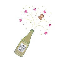 machine embroidery design champagne bottle cork popping hearts love wedding heart party art pes hus dst needle passion embroidery npe