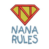 nana rules lettering embroidery text saying slogan grandparent superhero super hero superman sign logo emblem stitchery machine embroidery design needle passion embroidery needlepassion npe bernina artista art pes hus jef dst designs free sample design with embroidery pack