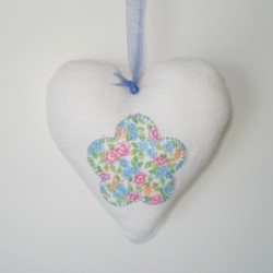 flower applique padded heart hanging ornament made in the machine embroidery hoop lavender filled linen heart needle passion embroidery npe