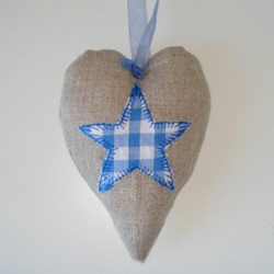 star applique padded heart hanging ornament made in the machine embroidery hoop lavender filled linen heart needle passion embroidery npe
