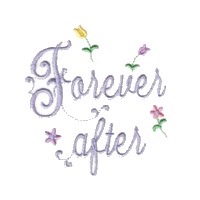 forever after script lettering with small flowers machine embroidery design love wedding heart party art pes hus dst needle passion embroidery npe