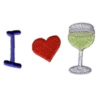 i heart wine machine embroidery design I love wine beverage alcohol drink glass art pes hus dst needle passion embroidery npe