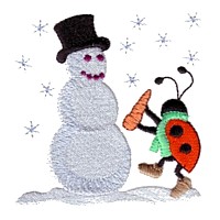 machine embroidery design ladybug ladybird snowman carrot nose insect animal winter snow fun art pes hus dst needle passion embroidery npe