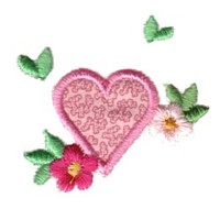 heart shaped applique with leaves and a flower love heart valentine machine embroidery design darling by needle passion embroidery