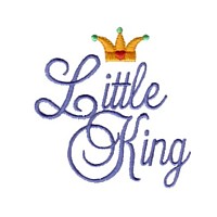 Little King script lettering with crown, it's a boy, baby, toddler designs for machine embroidery quality designs from Needle Passion Embroidery