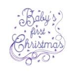 Baby's first Christmas lettering with snowflakes and swirls machine embroidery design from Needle Passion Emboidery npeneedlepassionembroidery needle passion embroidery