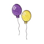 Two ballons machine embroidery design from Needle Passion Emboidery npe