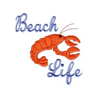 crayfish lobster beach life lettering machine embroidery nautical maritime seaside beach sea design crustaceans art pes hus dst needle passion embroidery npe crustean