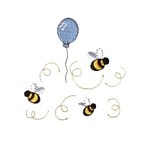 balloon and bumble bees insect buzzing machine embroidery design