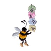 Bumble bee with baby building blocks machine embroidery design fun humor art pes hus jef dst formats from Needle Passion Embroidery