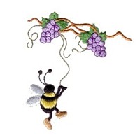 Bumble bee hanging on a grapevine machine embroidery design fun humor art pes hus jef dst formats from Needle Passion Embroidery