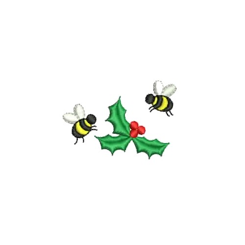 machine embroidery design Holly Bumble bees,holly bush berry leaves leaf bumble bee insect bug wasp bumble buzz christmas xmas