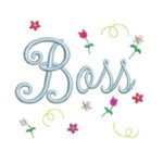 Boss script lettering with tiny flowers machine embroidery design from Needle Passion Emboidery npe