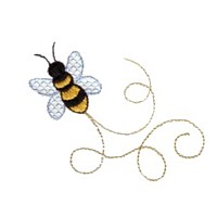 bumnle bee machine embroidery design bumble bee with swirly tails swirl swirls npe needle passion embroidery