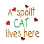 a spoilt cat lives here lettering text hearts machine embroidery design cat feline art pes hus dst needle passion embroidery npe