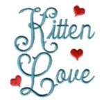 Kitten love script lettering text cat machine embroidery design feline art pes hus dst needle passion embroidery npe