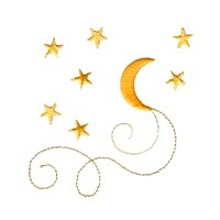 machine embroidery design moon stars celestial with swirls