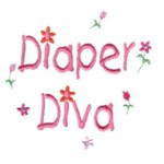 Diaper Diva lettering with tiny flowers machine embroidery design from Needle Passion Emboidery npeneedlepassionembroidery needle passion embroidery
