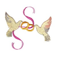 dove doves wedding rings ribbon love bird machine embroidery design for variegated thread, multi-coloured, multi-color, multi-colour, colour changing thread