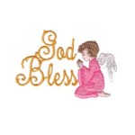god bless lettering with an angel machine embroidery religious christian cross religion jesus god design art pes hus dst needle passion embroidery npe