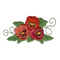 pansies machine embroidery design pansy flower pansies floral npe , needle passion embroidery designs