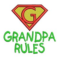 Grandpa rules lettering, text, writing, Superhero pack super hero, man power, boy, male, superman logo, needle passion embroidery machine embroidery design, ART PES HUS JEF and DST formats