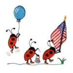 patriotic ladybugs balloon american flag machine embroidery design march