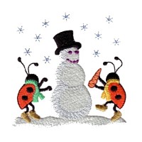 machine embroidery design ladybug ladybird snowman carrot nose snowing insect animal winter snow fun art pes hus dst needle passion embroidery npe