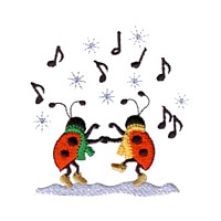machine embroidery design ladybug ladybird musical notes singing playing music insect animal winter snow fun art pes hus dst needle passion embroidery npe