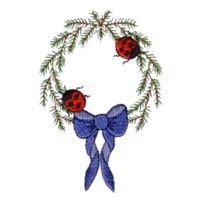 machine embroidery design ladybug ladybird pine garland wreath insect animal winter snow fun art pes hus dst needle passion embroidery npe
