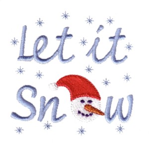 let it snow lettering snowman hat carrot face snow flakes snowflakes machine embroidery design art pes hus jef dst exp needle passion embroidery