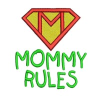 Mommy rules superhero super hero lettering text slogan writing machine embroidery design art pes hus jef dst superhero logo superman letter M girl power women rule