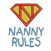 Nanny Rules Rule lettering text slogan writing machine embroidery design art pes hus jef dst superhero logo superman letter N girl power women rule