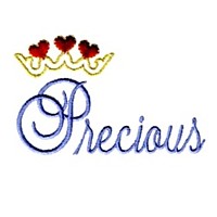 Precious lettering, text, writing, crown, baby pack, needle passion embroidery machine embroidery design, ART PES HUS JEF and DST formats