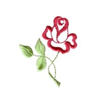 single rose machine embroidery design vintage style satin outline design flower botanical plant roses art pes hus dst