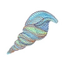 trumpet seashell shell, machine embroidery design, beach ocean water variegated multicolor sea