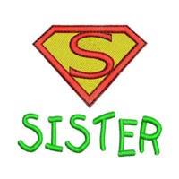 Super sister superhero super hero Girls Rule lettering text slogan writing machine embroidery design art pes hus jef dst superhero logo superman letter S girl power women rule