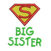 Big Sister superhero super hero Girls Rule lettering text slogan writing machine embroidery design art pes hus jef dst superhero logo superman letter S girl power women rule