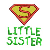 Little Sister superhero super hero Girls Rule lettering text slogan writing machine embroidery design art pes hus jef dst superhero logo superman letter S girl power women rule