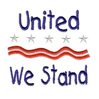 united we stand lettering text machine embroidery design america usa patriotic red blue white stripes 4th july fourth of july independence day art pes hus dst needle passion embroidery npe