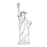 statue of liberty outline design machine embroidery design america usa patriotic red blue white stripes 4th july fourth of july independence day art pes hus dst needle passion embroidery npe