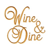 Wine & Dine script lettering machine embroidery design text writing art pes hus dst needle passion embroidery npe