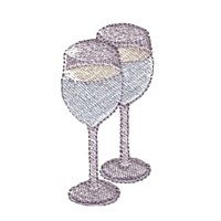 Wine glasses machine embroidery design beverage alcohol drink dringking art pes hus dst needle passion embroidery npe