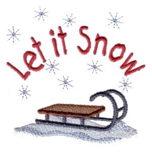 machine embroidery design let it snow lettering with a sleigh sledge kelkka taboggan toboggan winter snow art pes hus jef dst exp needle passion embroidery