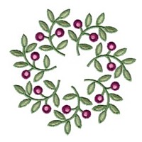 wreath garland berry twig machine embroidery design in art, hus, jef, dst and pes formats