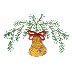 chritmas bell liberty bell pine needle bow wreath garland machine embroidery design art pes hus jef dst exp needle passion embroidery