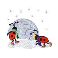 machine embroidery design ladybug ladybird igloo iglu insect animal winter snow fun art pes hus dst needle passion embroidery npe
