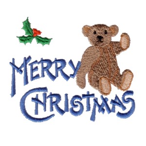 machine embroidery merry christmas victorian lettering  teddy bear soft toy art pes hus jef dst exp needle passion embroidery